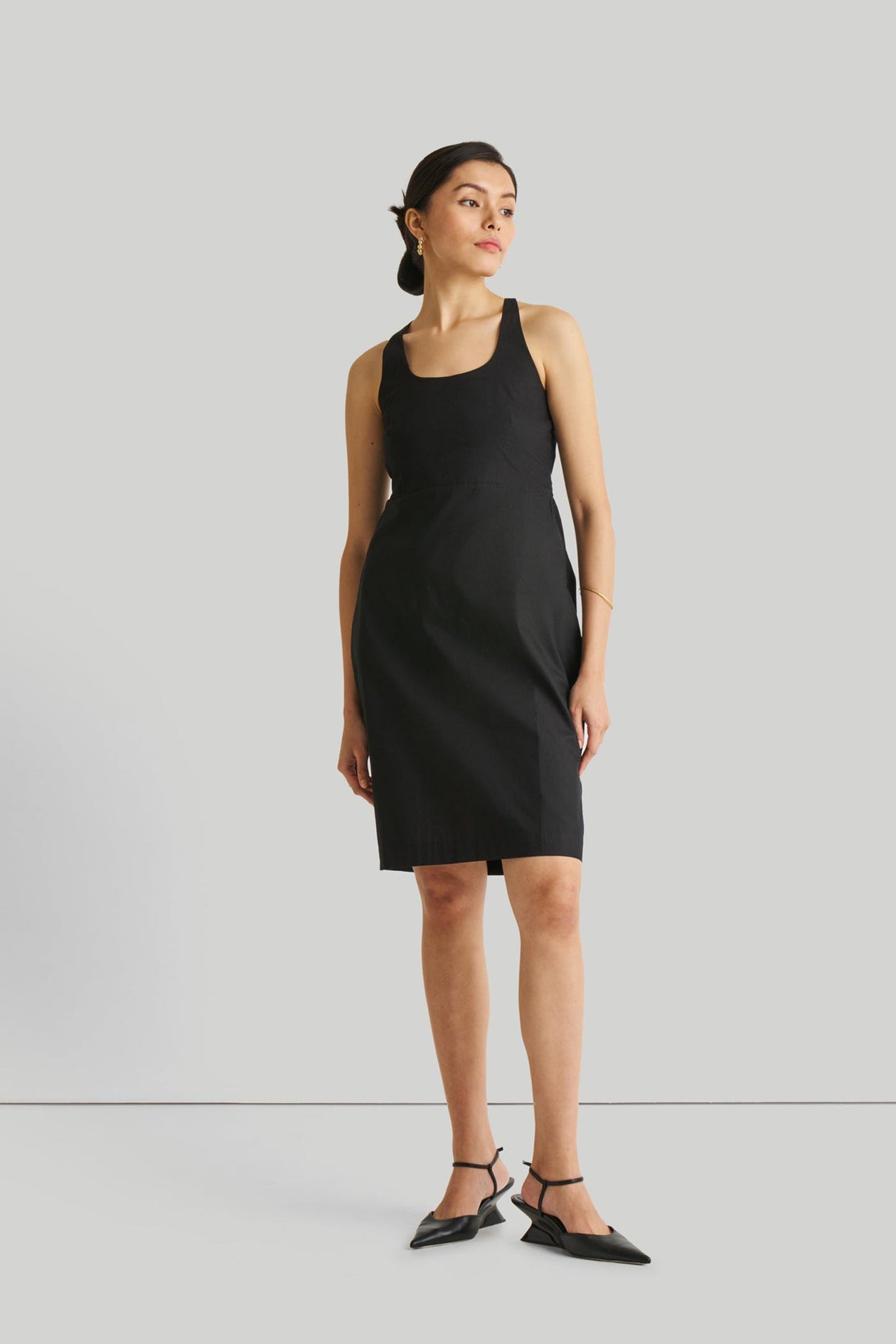 Fitted Knee Length Dress Black / 3XL