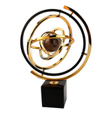ANYHOUZ Luxury Gold Metal Tabletop Decor – Globe Round Sculpture for Living Room, House Display & Elegant Crafts Ornaments