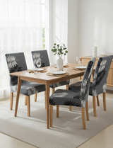 Anyseat Grey Leaves Design Chair Cover – Elastic Slipcover with Anti‑Dirt Protection for Dining Room, Kitchen, Wedding, Hotel, Banquet & Restaurant