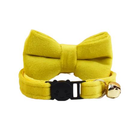 Anypet Large Mustard Yellow Bow Cat Collar with Safety Buckle, Bell & Durable Adjustable Strap – Stylish Comfortable Pet Accessory for Cats