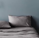 Fog | Sateen+ Fitted Sheet Made with 100% Organic Bamboo #Color_fog