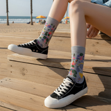 Anyfootwear 5 Pairs Grey Size 5-9 Fashion Sock High-Quality Office Sports Business Long Sock Cotton Solid Colors Skateboard Knitted Casual