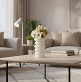ANYDECO Flower Vase White Medium Nordic Plastic Spiral Pot Home Decor
