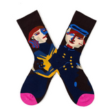 Anyfootwear 5 Pairs Size 5-9 Women Fashion Socks Combed Cotton Abstract Soldier Oil Painting Design Novelty Funny Happy Crew Socks Christmas Gift Casual Socks