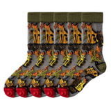 Anyfootwear 5 Pairs Army Green Crystal Silk Socks Size 5-9 Harajuku Fashion Flower Vine Pattern Comfortable Soft Breathable Casual Socks for Women