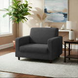 Anyseat 1-Seater Sofa Cover – Plain Dark Grey Style Slipcover for Living Room Chair Protection