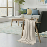 Anycozy White Faux Cashmere Throw Blanket – Diamond Knit Sofa Cover & Home Decor Accent