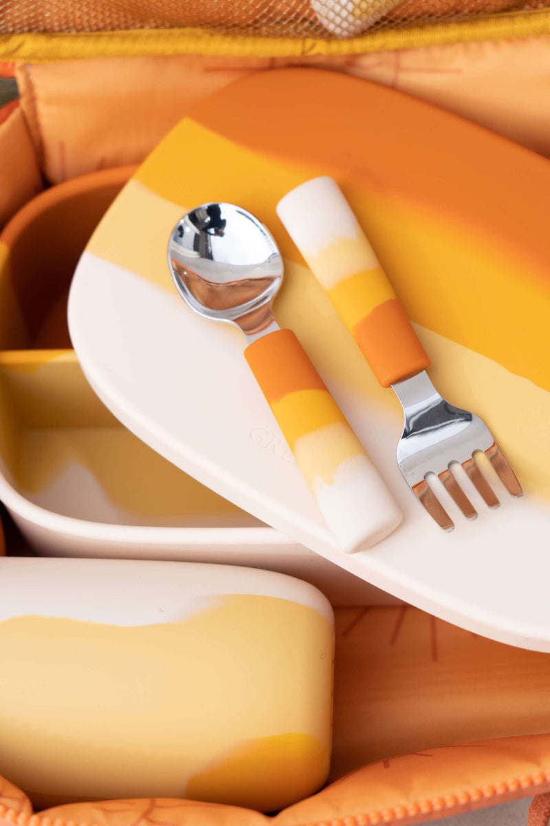 3 PIECE CUTLERY SET FOR KIDS AND TODDLERS - ORANGE