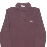 LACOSTE Mens Polo Shirt Maroon Long Sleeve XS