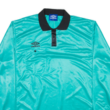 UMBRO Mens Polo Shirt Blue Long Sleeve 2XL