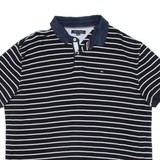 TOMMY HILFIGER Mens Polo Shirt Black Striped 2XL