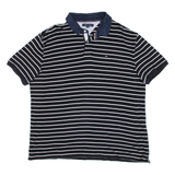 TOMMY HILFIGER Mens Polo Shirt Black Striped 2XL