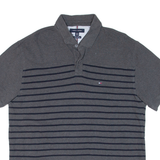 TOMMY HILFIGER Mens Polo Shirt Grey Striped XL