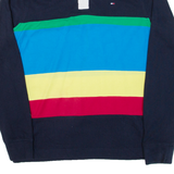 TOMMY HILFIGER Custom Fit Mens Polo Shirt Blue Striped Long Sleeve M