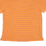 TOMMY HILFIGER Custom Fit Mens Polo Shirt Orange Striped L