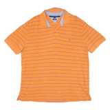 TOMMY HILFIGER Custom Fit Mens Polo Shirt Orange Striped L
