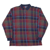 NAUTICA Mens Polo Shirt Red Check Long Sleeve L