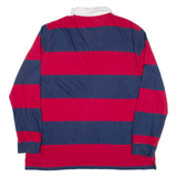 CHAPS Mens Polo Shirt Blue Striped Long Sleeve 2XL