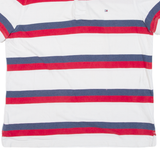 TOMMY HILFIGER Mens Polo Shirt White Striped L
