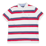 TOMMY HILFIGER Mens Polo Shirt White Striped L