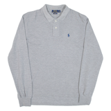 POLO RALPH LAUREN Custom Fit Mens Polo Shirt Grey Long Sleeve M