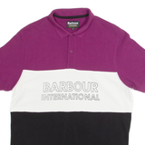 BARBOUR INTERNATIONAL Mens Polo Shirt Purple Colourblock M