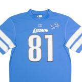 NFL Detroit Lions #81 Johnson Mens Jersey Blue USA V-Neck L