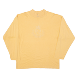 GINGER PARIS Mens T-Shirt Orange Long Sleeve Button Neck L