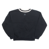 ADIDAS Womens Sweatshirt Black V-Neck UK 6