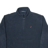 NAUTICA Mens Fleece Black 1/4 Zip Tight Knit L