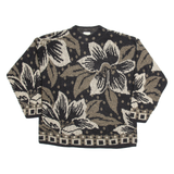 CLASSIC ELEMENTS Womens Patterned Jumper Beige Floral Tight Knit M