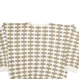 ESPRIT Womens Patterned Jumper Beige Geometric Tight Knit L