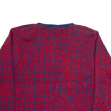 HASTING & SMITH Womens Patterned Cardigan Red Check Button Neck Tight Knit M