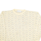 PETERBOROUGH ROW Womens Patterned Jumper Beige Geometric Tight Knit L