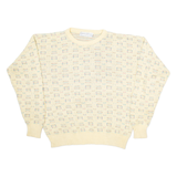 PETERBOROUGH ROW Womens Patterned Jumper Beige Geometric Tight Knit L