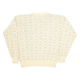 PETERBOROUGH ROW Womens Patterned Jumper Beige Geometric Tight Knit L