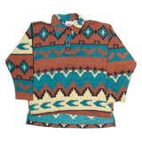 NO EXCUSE Mens Patterned Fleece Brown Geometric Button Neck Tight Knit M