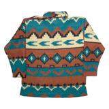 NO EXCUSE Mens Patterned Fleece Brown Geometric Button Neck Tight Knit M