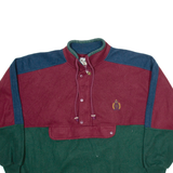 BUGLE BOY COMPANY Mens Patterned Jumper Maroon Colourblock 1/2 Zip Tight Knit L