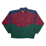 BUGLE BOY COMPANY Mens Patterned Jumper Maroon Colourblock 1/2 Zip Tight Knit L