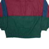 BUGLE BOY COMPANY Mens Patterned Jumper Maroon Colourblock 1/2 Zip Tight Knit L