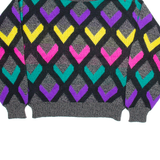 MISTER NOAH Womens Jumper Grey Argyle Tight Knit S