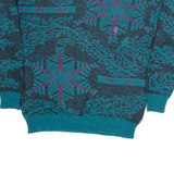 CONTE OF FLORENCE Womens Patterned Jumper Green Crazy Pattern Tight Knit Wool L
