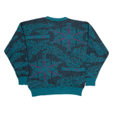 CONTE OF FLORENCE Womens Patterned Jumper Green Crazy Pattern Tight Knit Wool L