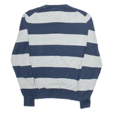 TOMMY HILFIGER Mens Patterned Jumper Grey Striped Tight Knit S