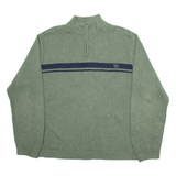 CHAPS Mens Jumper Green 1/4 Zip Tight Knit XL