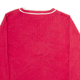 TOMMY HILFIGER Mens Jumper Red V-Neck Tight Knit L