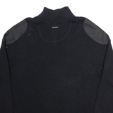 CALVIN KLEIN Slim Fit Mens Jumper Black 1/2 Zip Tight Knit XL
