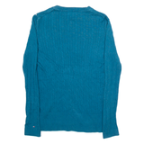 TOMMY HILFIGER Womens Jumper Blue V-Neck Cable Knit M