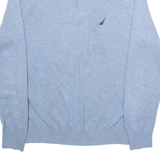 NAUTICA Mens Jumper Blue 1/4 Zip Tight Knit S